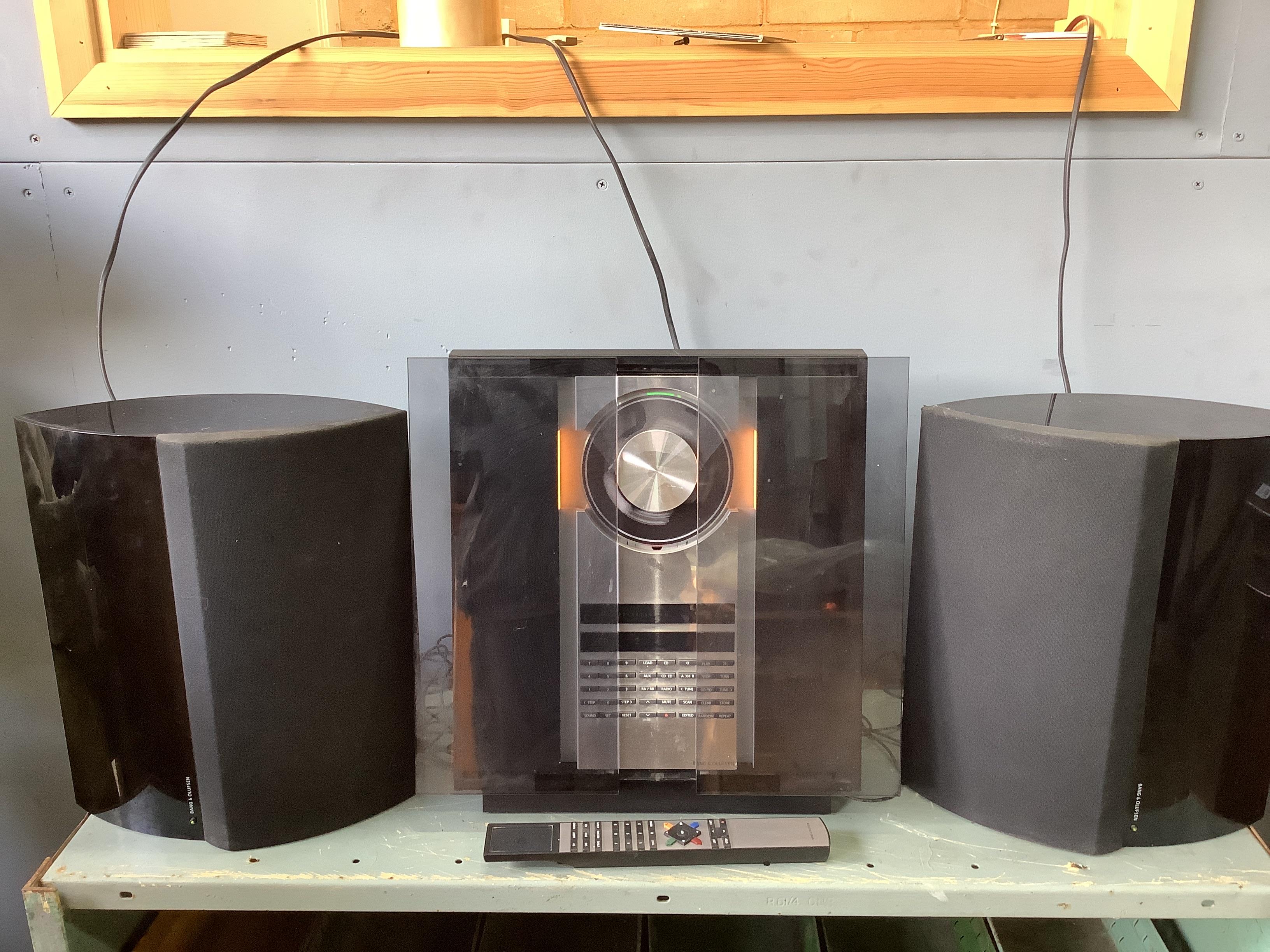 A Bang and Olufsen Beocenter 2300 with a pair of Bang and Olufsen Beolab 4000 speakers